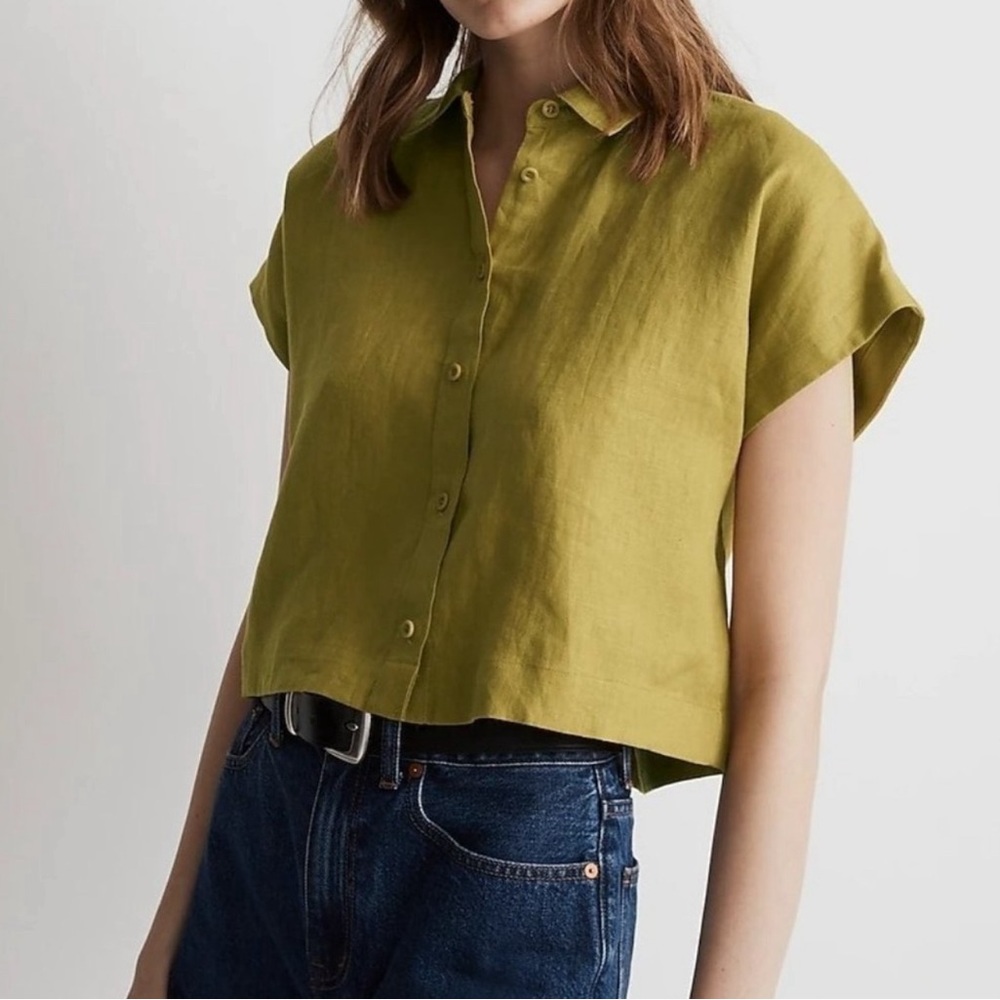 Madewell Cropped Linen Shirt OWO